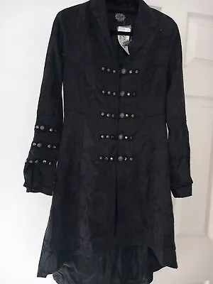 Buy Bnwt Hearts And Roses Black Military Pirate Steampunk Goth Corset Jacket Brocade • 54.99£