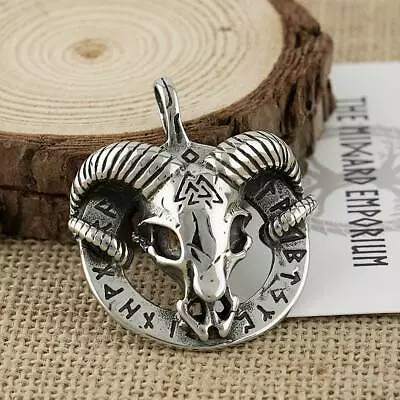 Buy Viking Necklace Rams Skull Pendant Stainless Steel Mens Jewellery • 13.80£
