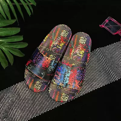 Buy Slippers For Women Fashion Outside Colored Graffiti Falt Slippers • 23.67£