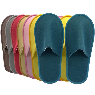 Buy Towelling Hotel Slippers Spa Guest Disposable Travel Shoes Unisex Closed Toe • 9.71£