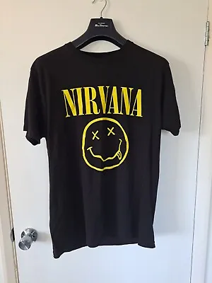 Buy Nirvana Smiley Face T Shirt Black Officially Licensed L 42  Chest • 11.99£