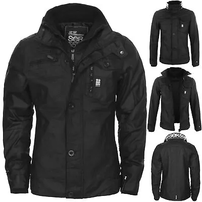 Buy Crosshatch Mens Full Zip Warm Jacket Padded Double Layer Wax Style Button Coat • 39.99£