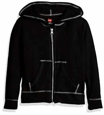 Buy Little Girls' Slub Jersey Full Zip Jacket, Black, Size Small R6Nn • 7.91£