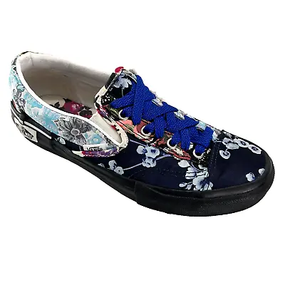 Buy VANS Slip On Floral Silk Shoes Women's Size 8.5 Blue Patchwork Comfort Sneakers • 25.49£