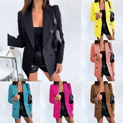 Buy Vibrant Women's Lapel Open Front Cardigan Jacket Long Sleeve Blazer Suit S 3XL • 12.20£
