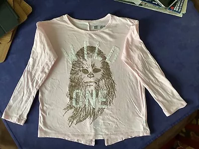 Buy Girls GAP Star Wars Chewbacca L/sleeve Pink Cotton Sequinned  Top, Age 8-9yrs • 0.99£