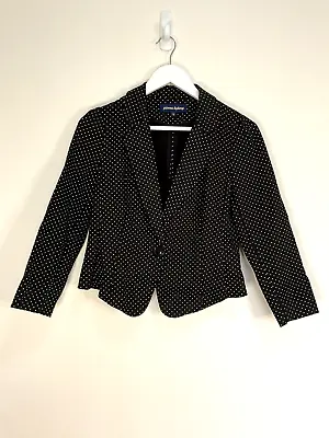 Buy Princess Highway Retro Rockabilly Black White Spot Cropped Blazer Jacket Sz 12 • 24.65£
