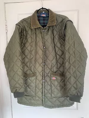 Buy Dickies VTG Mens,  Quilted Jacket, Detatchable Sleeves, Green, M Corduroy Trim, • 35£