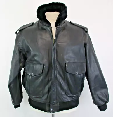 Buy UNBRANDED Men's M Black Heavy Leather Jacket With Removable Fur Collar & Fleece • 4.99£