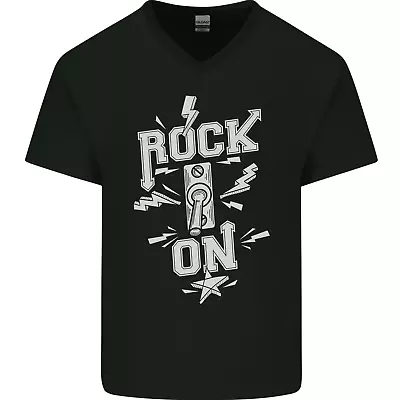 Buy Rock On Funny Music Heavy Metal Guitar Mens V-Neck Cotton T-Shirt • 8.99£