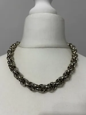 Buy Collar Length Heavy Chunky Silver Toned Link Chain Necklace Costume Jewellery • 5.99£