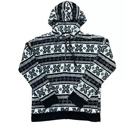 Buy Fair Isle Black Hoodie 1/4 Zip Sweatshirt Womens Medium • 17.99£