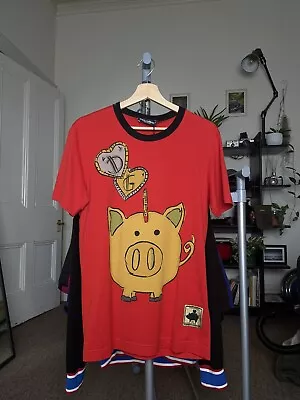 Buy Dolce & Gabbana Piggy Bank Red T-Shirt Men's Small Brand New With Tags • 85£