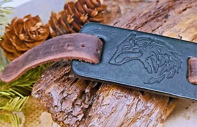 Buy Viking Vikings Vintage Brown/Black Wide Genuine Leather Wolf/Raven/Hawk Bracelet • 11.95£