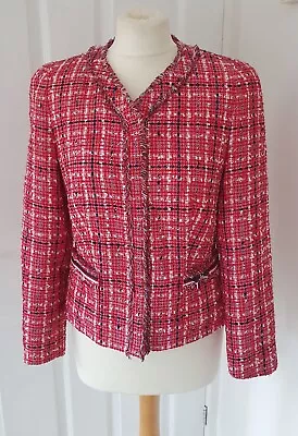 Buy Women's Basler Boucle Long Sleeved Red Check Jacket Popper Fastening-Size 10 • 29.99£