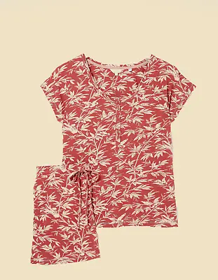 Buy Ex Fat Face Women's Treetop Bird Print Jersey And Shorts Pyjama Set In Red • 16.76£