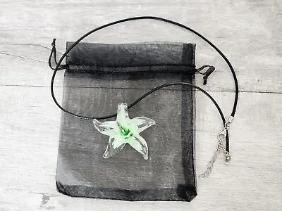 Buy Starfish Necklace, Green And Clear Glass Star Fish Pendant, Mermaid Jewellery • 13£