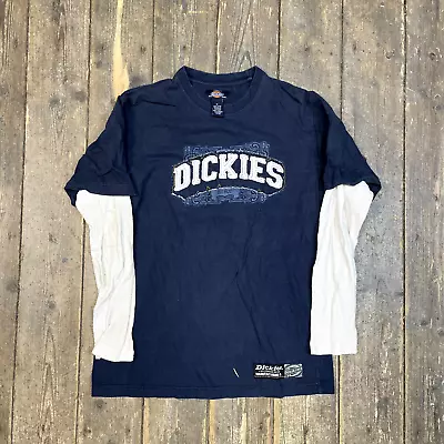 Buy Dickies T-Shirt Mens Y2K Long Sleeve Graphic Workwear Tee, Navy, Medium • 25£