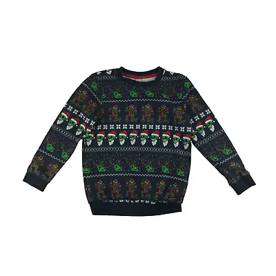 Buy Tu Christmas Jumper Age 7 Navy Festive Skeleton Santa Reindeer Pattern Jersey Lo • 5£