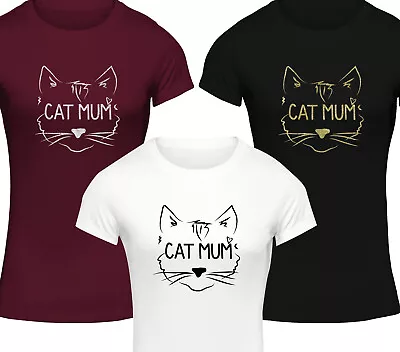 Buy Cat Mum T-Shirt Mom Mother Cute Funny Crazy Lady Fur Baby Tshirt Top Gift • 9.49£