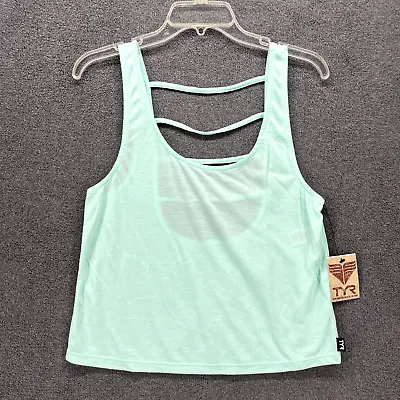 Buy TYR Top Womens Small (4-6) Teal Green Tank Sleeveless Off Wall Scoop Neck • 12.28£