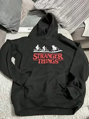 Buy Stranger Things Black With Red Logo Pullover Hoodie Child Age 9-11 Years Used • 10.99£