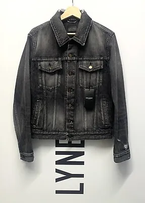 Buy Saint Laurent Distressed Washed Black Denim Jacket - Size Medium - RRP £850 • 650£