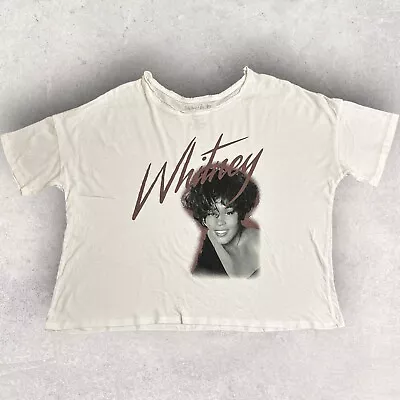 Buy Whitney Houston Cropped Top 2021 T-shirt Womans White Graphic Tee Size Large • 9.06£