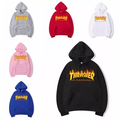 Buy Unisex Hip-hop Hoodie Basic Skateboard Thrasher Sweatshirts Sweater Pullover • 20.39£