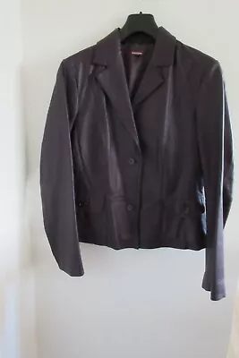 Buy Savoir Women’s Burgundy Leather Fitted Jacket Size 12 • 25£