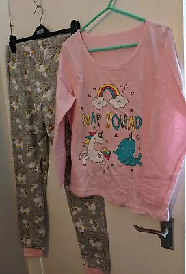Buy BNWOT Ladies Unicorn & Narwal Pink & Grey Pyjamas Size 12-14  • 6.99£