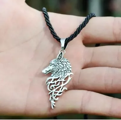 Buy Men Necklace Gift Wolf Head Pendant Norse Slavic Kolovrat Amulet Animal Jewelry • 5.85£