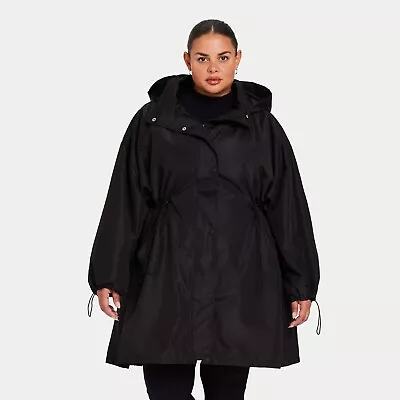 Buy BNWT RRP£80 Women's Black Oversized Water-Resistant Mac Jacket Size L Streetwear • 20£