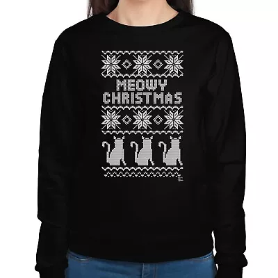 Buy 1Tee Womens Meowy Christmas - Cat Sweatshirt Jumper • 19.99£