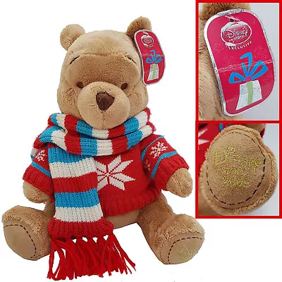 Buy Disney Store Winnie The Pooh Xmas Soft Plush Cuddly Toy Dated 2008 Jumper Tagged • 24.99£
