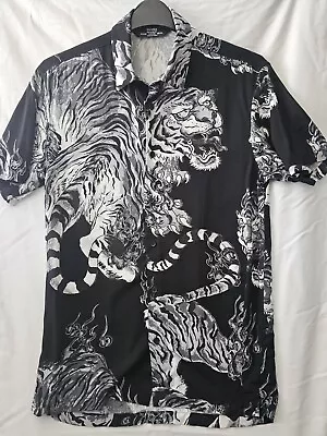 Buy Bershka Mens Cotton Shirt Size XS Used Tiger Print • 15£