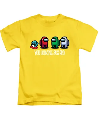 Buy Among Us You Looking Sus Bro Kids T-Shirt Tee Top Gaming Gamer • 7.95£