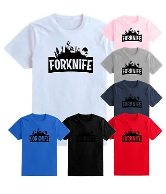 Buy Kids Forknife Fortnite Funny Cool Kids T-shirt Tee Top Boys Girls Gift Present  • 6.99£