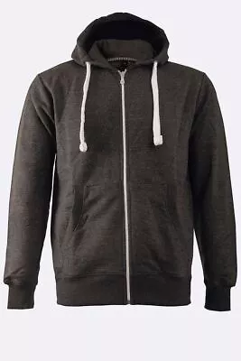 Buy Mens Full Zip Up Plain Hooded Sweatshirt Fleece Zipper Warm Soft Lined Hoodie • 12.99£