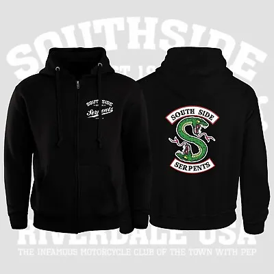 Buy  Southside Serpents Riverdale Print L/S  Zip Up Hoodie Black Size L • 19.99£