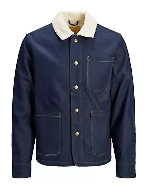 Buy Men's Regular Fit Denim Jacket Jack & Jones Blue Jeans Casual Long Sleeve Shirt • 29.99£