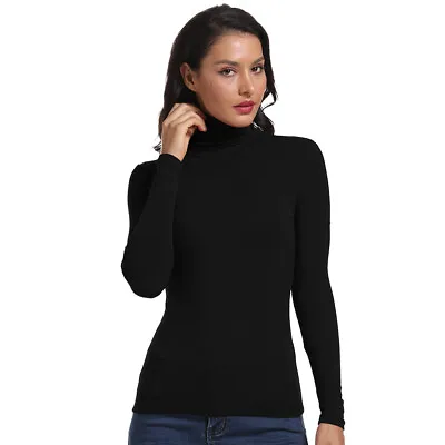 Buy Womens Long Sleeve Button Undershirts Low Cut Fitted Ribbed Knit T-shirts Solid • 17.99£