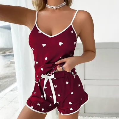 Buy Women Ladies Satin Silk Lace Vest Cami Shorts Lingerie Pyjamas Set Pj.Sleepwear • 8.39£