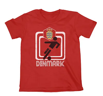 Buy DENMARK Football T-Shirt Organic RETRO Square 2022 Adults Kids Danish World Cup • 9.19£