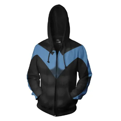 Buy Anime Nightwing Hoodie Sweatshirt Hooded Zipper Jacket Coat Cosplay Costume • 30.35£