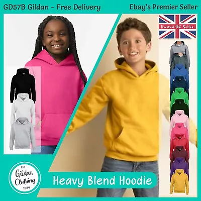 Buy Gildan Kids Heavy Blend Hooded Sweatshirt - GD57B, Children's Hoodie • 15.95£