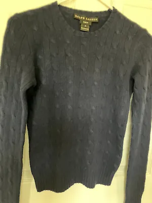 Buy RALPH LAUREN BLACK LABEL 100% Cashmere Navy Bl Cozy Knit Sweater Size S Slim Fit • 56.79£