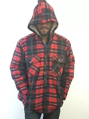 Buy Men's Gillicci Naxter Lumberjack Outdoor Work Zip Up Hooded Fleece Check Jacket • 25£