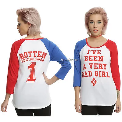 Buy Suicide Squad Harley Quinn Bad Rotten Raglan Tee T Shirt Junior XS DC Comics NWT • 23.97£