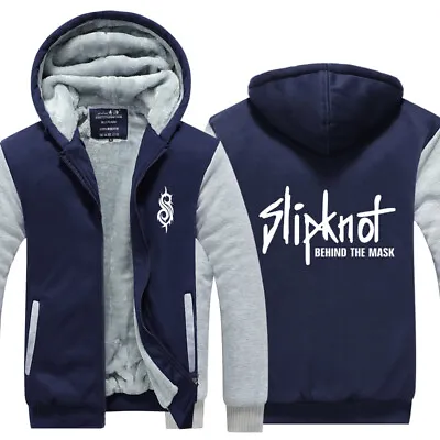 Buy Behind The Mask Slipknot Hoodie Fleece Hooded Jacket Winter Coat Zip Sweatshirt • 40.79£